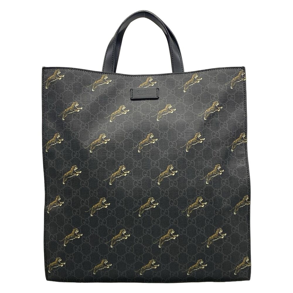 Gucci GG Plus/GG Supreme Tote Bag 495559 Dark Gray Black Multi PVC Leather